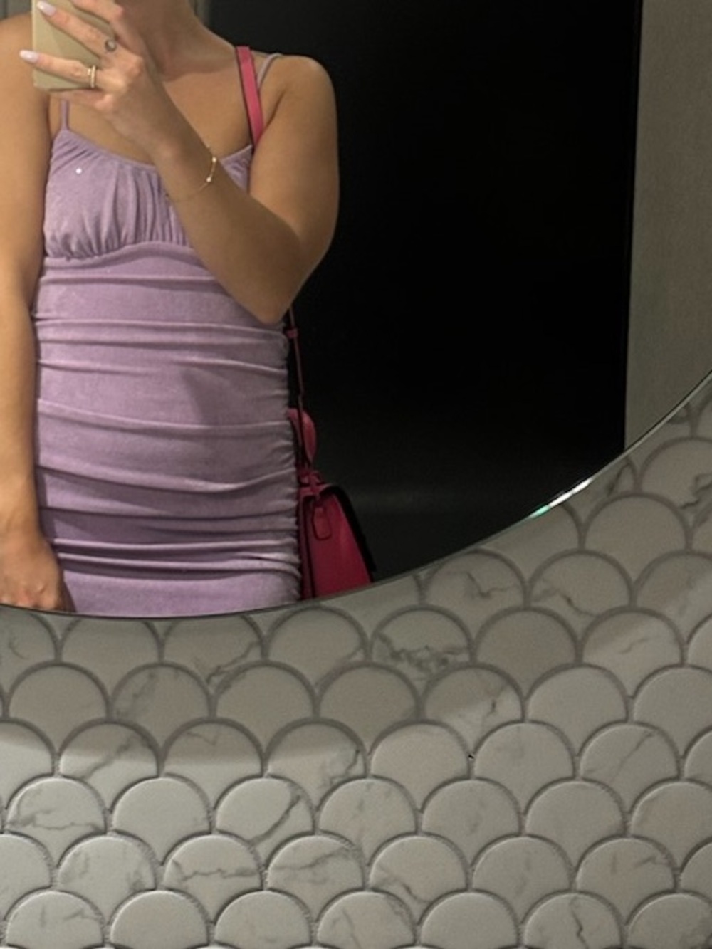 superdown Lilac Ruched Shimmer Mini Dress